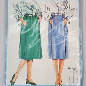 Vintage 80s Burda Pattern 6638 Straight Pleated Skirt Size M L XL Plus Uncut